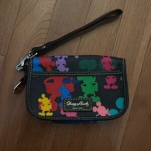 Dooney & Bourke Disney Wonder Mickey Mouse Rainbow Silhouette Wristlet EUC!